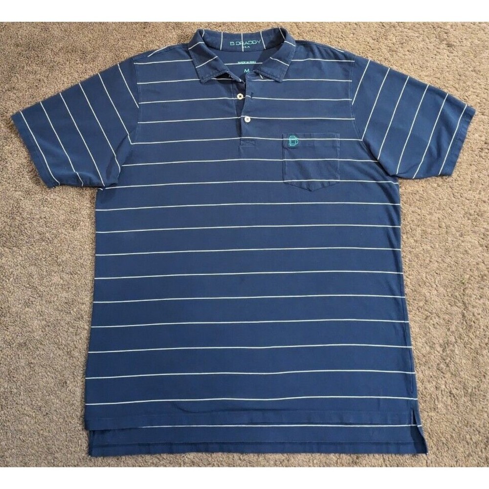 Men's B. Daddy USA Golf Sean Polo Blue Stripe Pocket Polo Medium